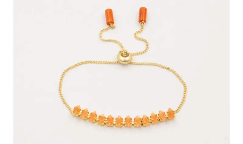 Pulsera cadena strass cristal naranja con cadena e