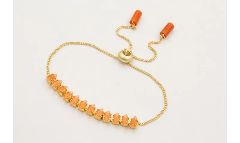 Pulsera cadena strass cristal naranja con cadena e