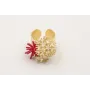 Anillo con estrella coral frambuesa, burruño bolit