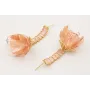 Pendientes cadena strass cristales rosas con flor 