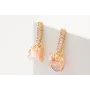 Pendientes cadena strass cristales rosas con flor 