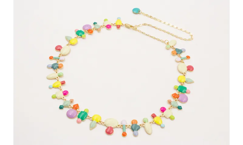 Collar esmaltitos de colores con cadena eslavón ov