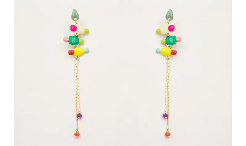 Pendientes perno gota esmaltda turquesa con distin