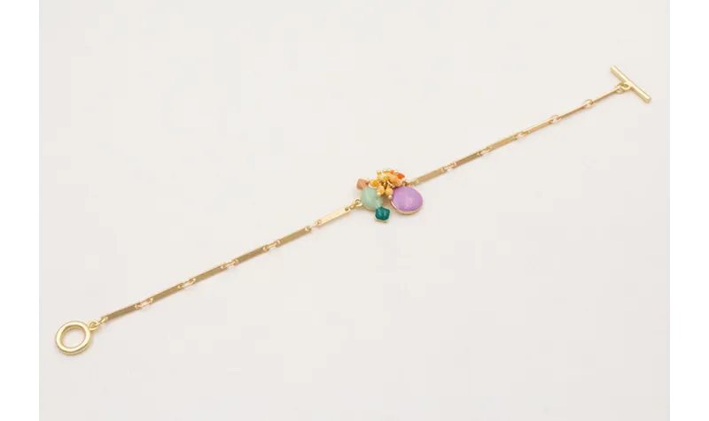 Pulsera cadena listones con centro esmaltitos y bu