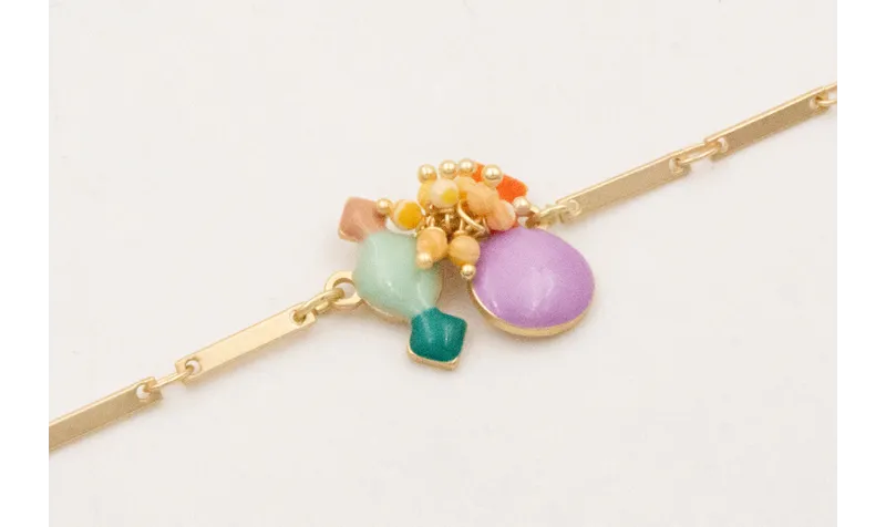 Pulsera cadena listones con centro esmaltitos y bu