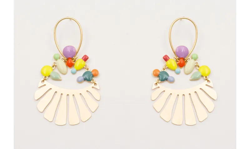 Pendientes herradura con lámina babero con esmalti