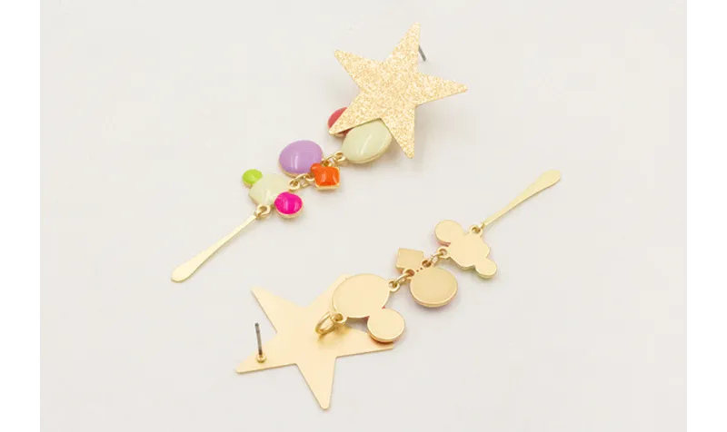 Pendientes perno estrella satinada con esmaltitos 