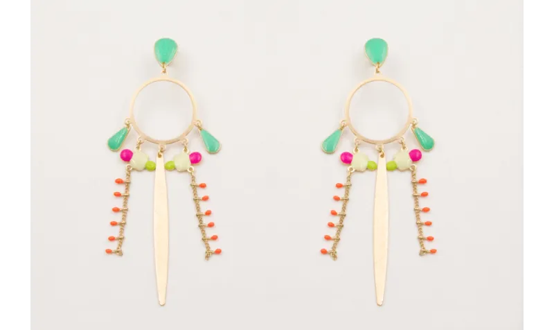 Pendientes perno gota esmaltada turquesa con aro 6