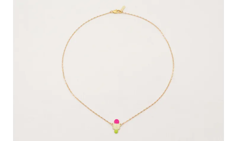 Solitario cadena micro ovalos dorado mate con esma