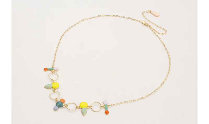 Collar cadena eslabón ovalado con esmaltitos de co