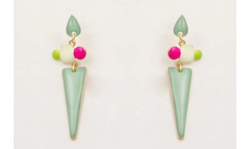 Pendientes perno gota esmaltada turquesa con esmal