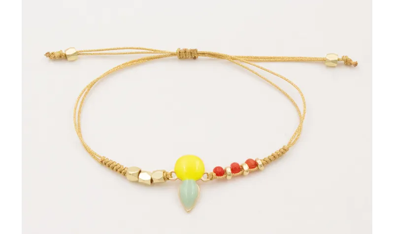 Pulsera hilo metalico dorado nudo serpiente con es