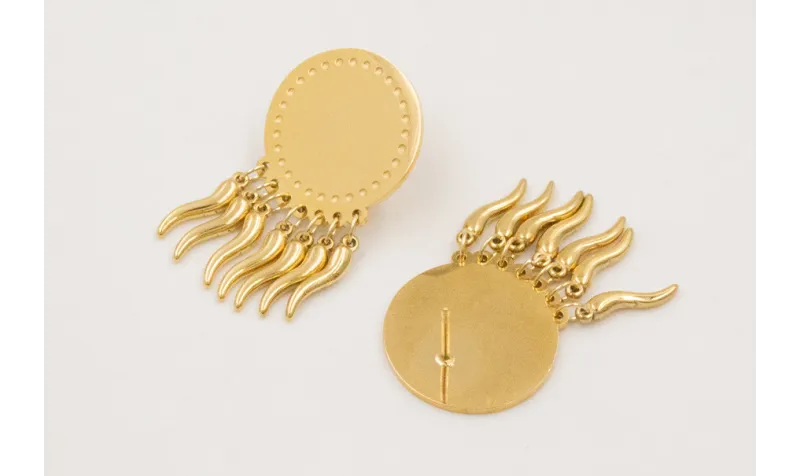 Pendientes ACERO INOX. Perno disco con pimientos c