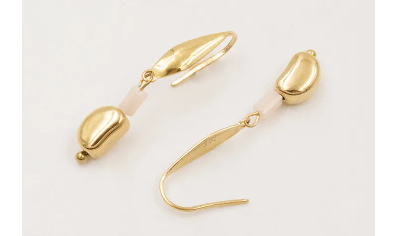 Pendientes ACERO INOX. Perno gota  con pepita tran