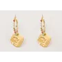 Pendientes ORO 18K. Aro con semipreciosas y colgan