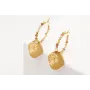 Pendientes ORO 18K. Aro con semipreciosas y colgan
