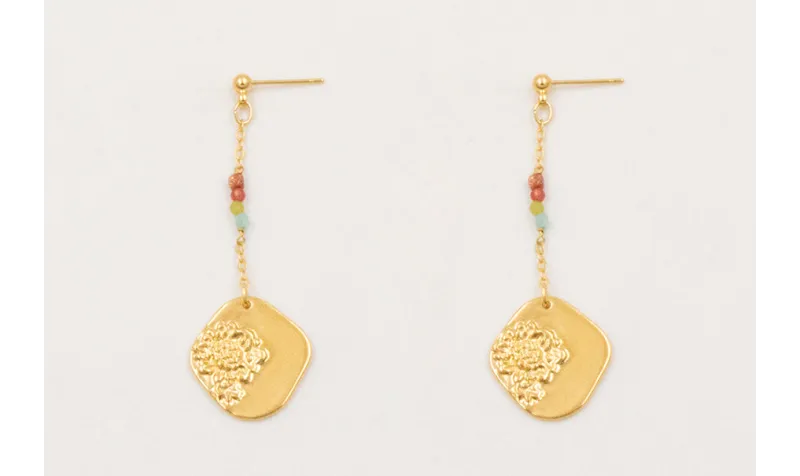 Pendientes ORO 18K. Cadena eslabón pequeño con col