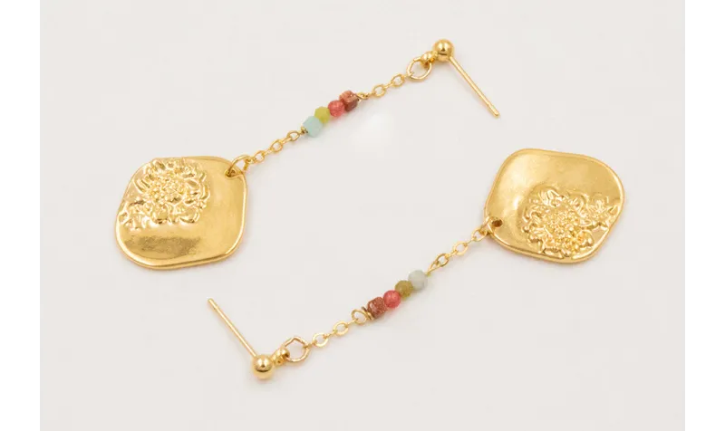 Pendientes ORO 18K. Cadena eslabón pequeño con col