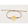 Pulsera ORO 18K. Hilo marrón con nudo serpiente co
