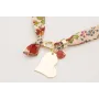 Collar lazo estampado bies flores beige y rojas co