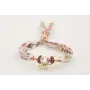 Pulsera lazo estampado bies flores lila y morada c