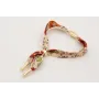 Pulsera lazo estampado bies flores beige y rojas c
