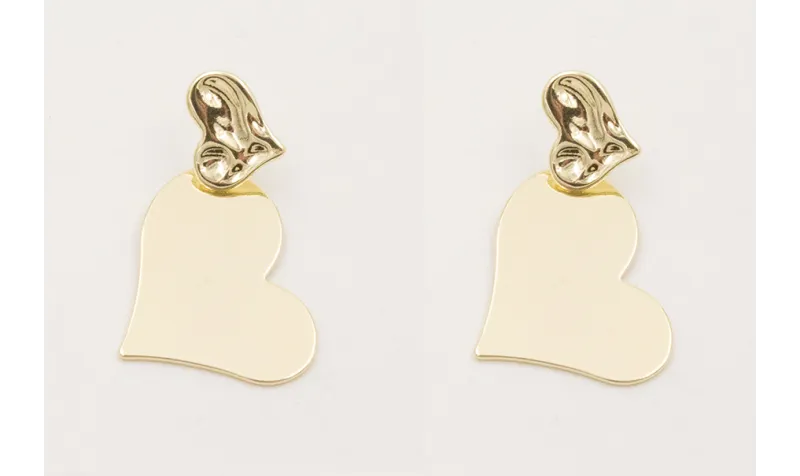 Pendientes perno corazón con colgante corazón todo