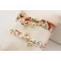 Pulsera lazo estampado bies flores lilas y moradas