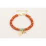 Pulsera discos coral con burruño discos nacar turq