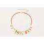 Collar micro tubos coral y cubos dorados mate con 