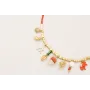 Collar micro tubos coral y cubos dorados mate con 