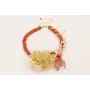 Collar discos coral con calas planas doradas mate,
