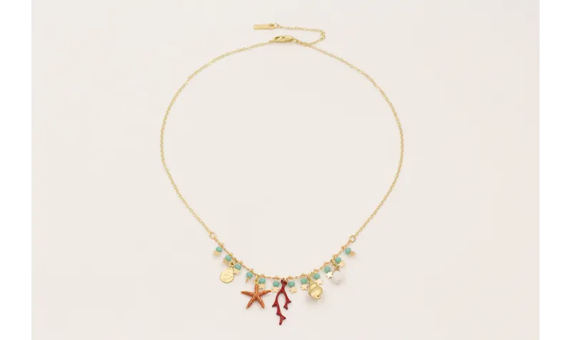 Collar cadena eslabón pequeño dorada mate con cent