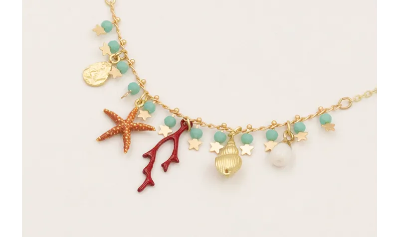 Collar cadena eslabón pequeño dorada mate con cent