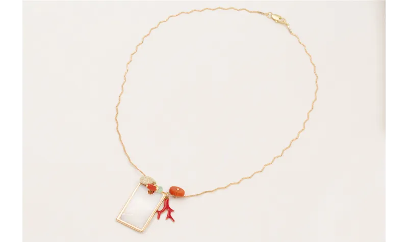 Collar cadena zig-zag con colgante rectangular nac