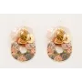 Pendientes disco estampada flores rosas y ramas co