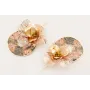 Pendientes disco estampada flores rosas y ramas co