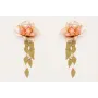 Pendientes gancho sencillo con flor alambre dorada