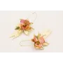 Pendientes aro grande dorado mate con flor grande,