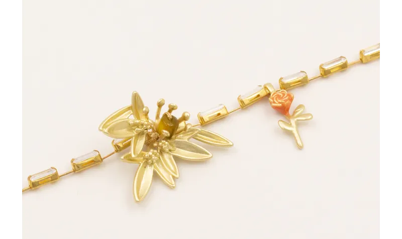 Pulsera cadena strass cristal rectangular con colg