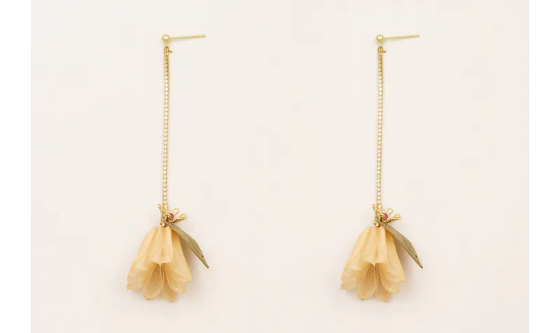 Pendientes perno bolita con cadena strass mini, fl