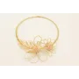 Collar rigido con rama dorada mate, flor de alambr