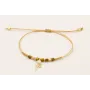 Pulsera hilo dorado metalico con cubos nacar marró