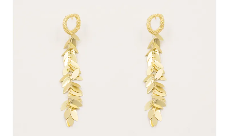 Pendientes perno aro pata pulpo dorado mate con ca