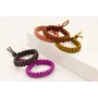 Pulsera cordón rosa palo con hilo dorado con nudo 