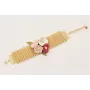 Pulsera malla con flores acampanadas rosa, blanca,