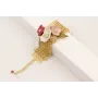 Pulsera malla con flores acampanadas rosa, blanca,