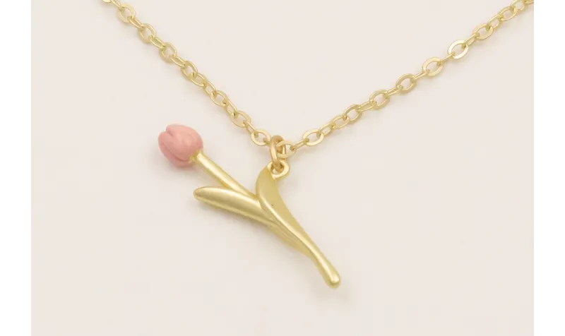 Solitario cadena eslabón pequeña dorada mate con c