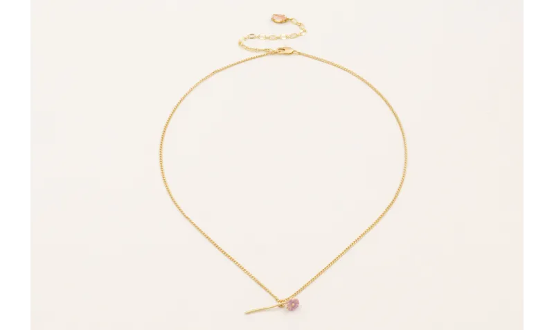 Solitario cadena eslabón pequeña dorada mate con c