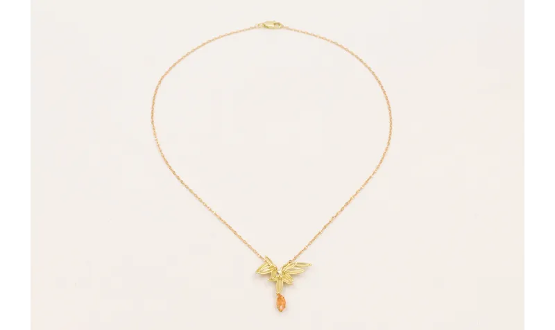 Collar cadena micro ovalo dorado mate con colgante